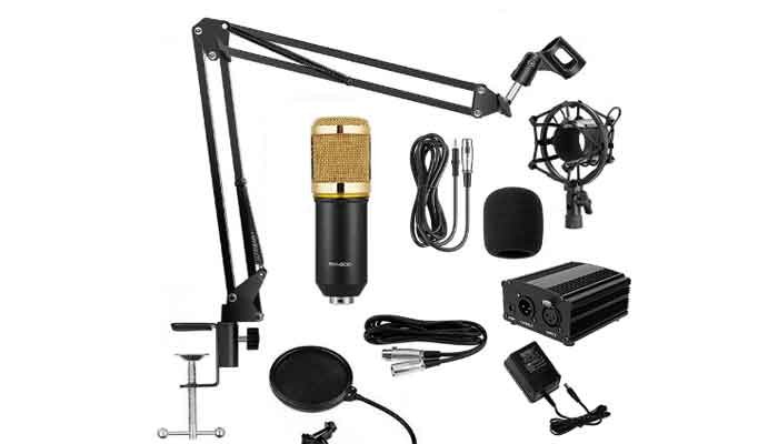 Singing Live Sound card With Microphone Package(Stand+Pop Filter)
