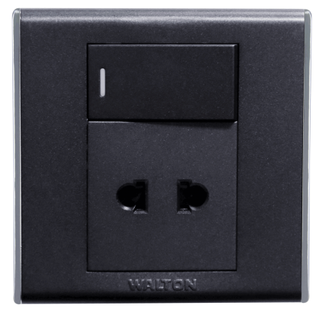 মেটালিক সিলভার/ব্লাক/গোল্ড (A8 সিরিজ) DS-EE-120-2-Pin-Socket-with-switch