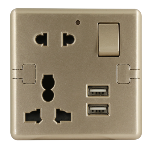 মেটালিক ব্লাক/সিলভার/গোল্ড (W1 সিরিজ) DS-EE-2USB-Charger-&-Multi-Socket-118